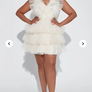 Fashion Nova Ivory Layered Mini Dress